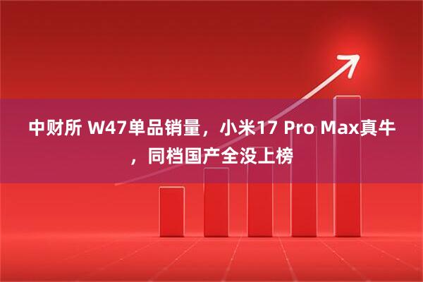中财所 W47单品销量,小米17 Pro Max真牛,同档国产全没上榜